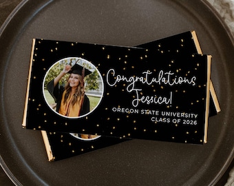 Graduation Class Of 2026 Photo Chocolate Bar Wrapper Template, Printable Candy Bar Label, Editable Modern Chocolate Wrap, Digital Download