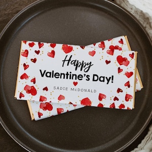 Valentine&#39;s Day Chocolate Bar Wrapper Template, Printable Hearts Candy Bar Label, Editable School Chocolate Valentine, Instant Download