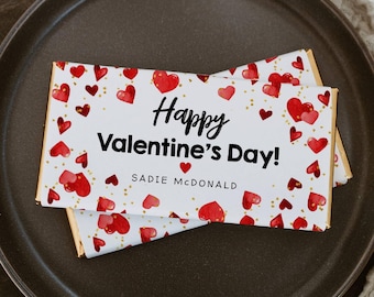 Valentine's Day Chocolate Bar Wrapper Template, Printable Hearts Candy Bar Label, Editable School Chocolate Valentine, Digital Download