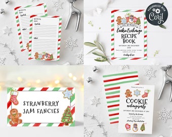 Holiday Cookie Exchange Template Party Pack, Printable Christmas Cookie Swap Party Set, Editable Fun Festive Invite, Digital Download, #CCE