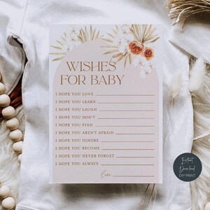 Biglietti di auguri floreali Boho per neonati, gioco stampabile per baby shower, biglietti Dear Baby, attività per baby shower autunnale, download immediato, #DF