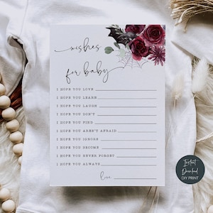 Cartes de vœux pour baby shower d'Halloween, cartes de conseils à imprimer « Un bébé va donner naissance », activités de jeux de baby shower, téléchargement immédiat, # H4