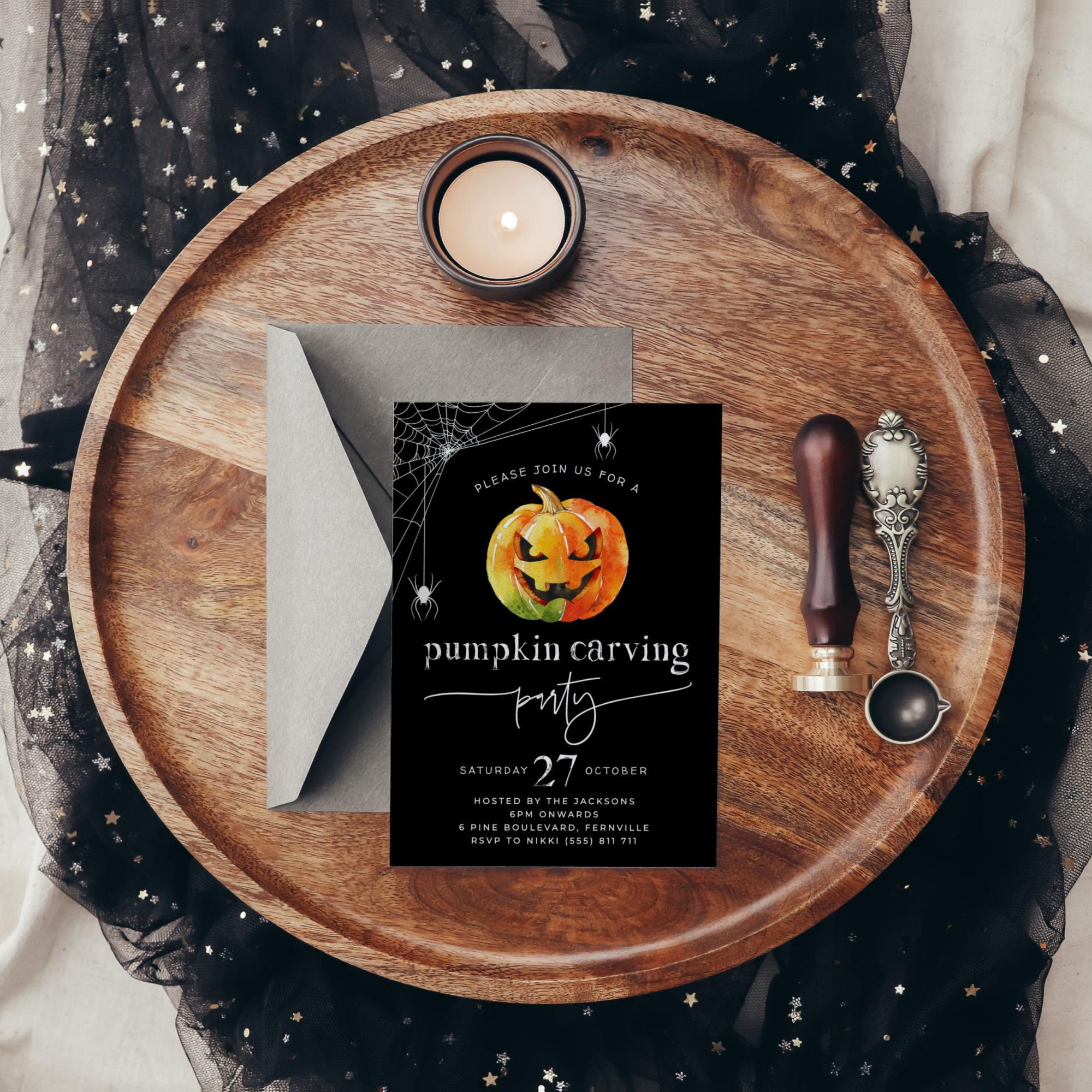 Pumpkin Carving Party Invitation Template, Printable Halloween Party ...