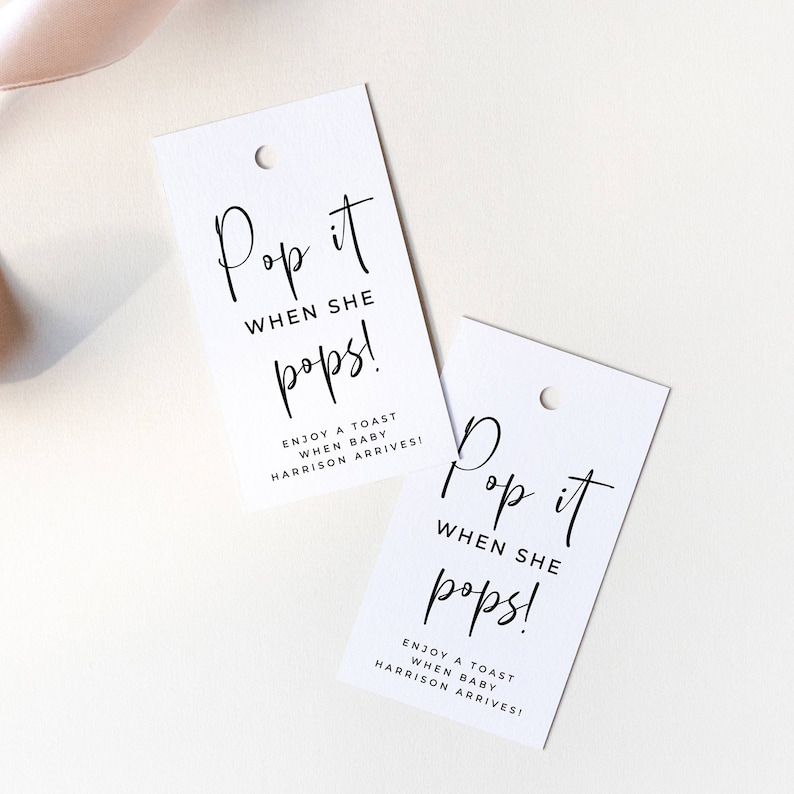 Pop It When She Pops Tag Template Printable Modern Baby - Etsy Canada