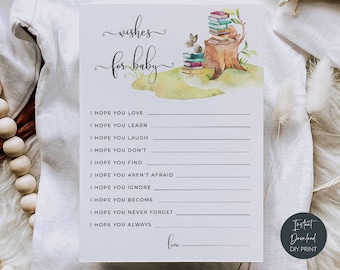 Storybook Wishes For Baby Cards, Printable Book Themed Baby Shower Game, Dear Baby, Baby Wish Cards, Shower Keepsake, Digital Download, #BT