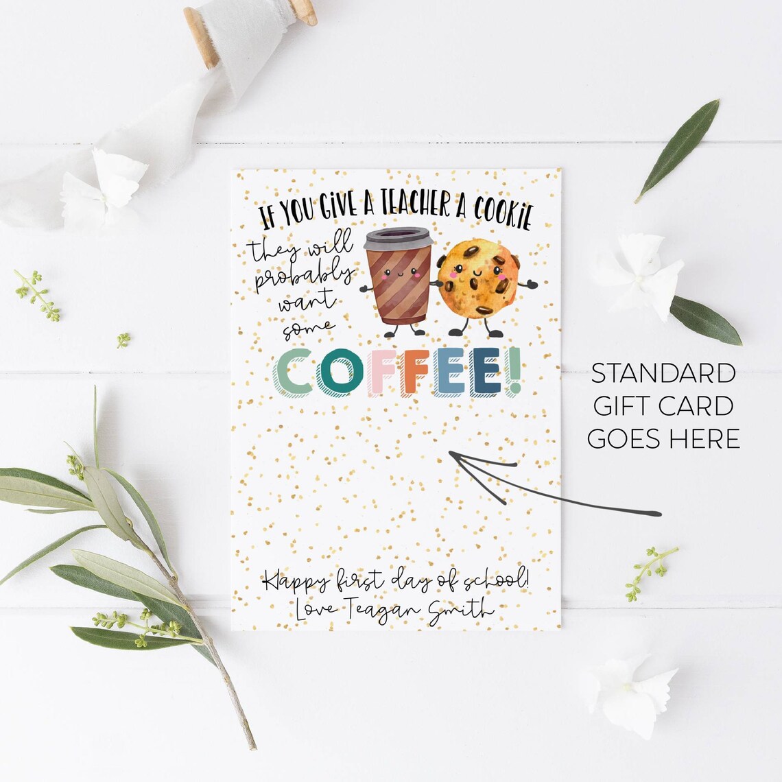 Back to School Coffee Teacher Gift Card Holder Template, Printable ...