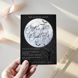 Halloween Costumes &amp; Cocktails Invitation Template, Printable Full Moon ...