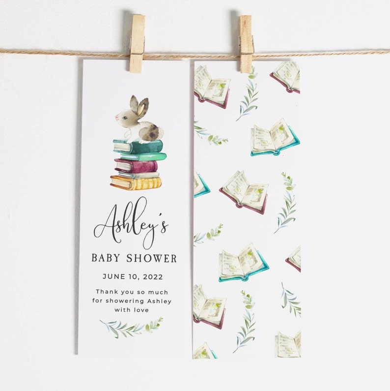 Storybook Baby Shower Bookmark Template Printable Book Themed Etsy