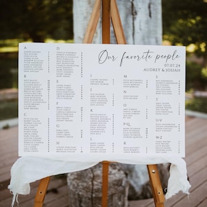 Alphabetical Seating Chart Template, Printable Minimalist Script Table Plan, Editable Alphabetized Modern Seating, Instant Download, #MW2