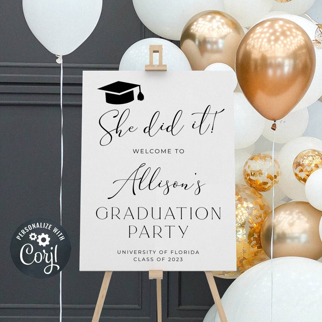 She Did It Graduation Welcome Sign Template Printable - Etsy