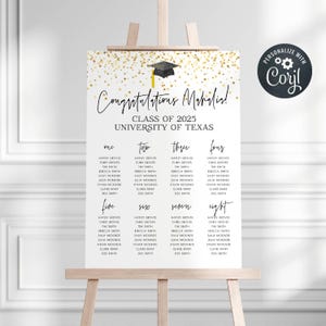 Graduation Seating Chart Template, Printable Congratulations Graduate Table Poster, Editable Grad Dinner Party Seating, Instant Download #GC