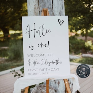 Minimalist Birthday Welcome Sign Template, Printable Modern First Birthday Welcome Poster, Editable 1st Birthday Board, Instant Download #B2