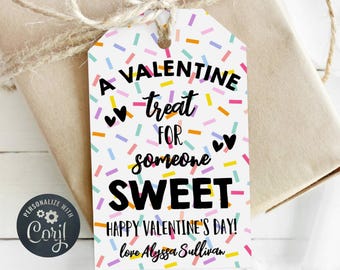 Valentine's Day Sprinkles Gift Tag Template, Printable Valentine Treat For Someone Sweet Tag, Editable School Valentine, Digital Download