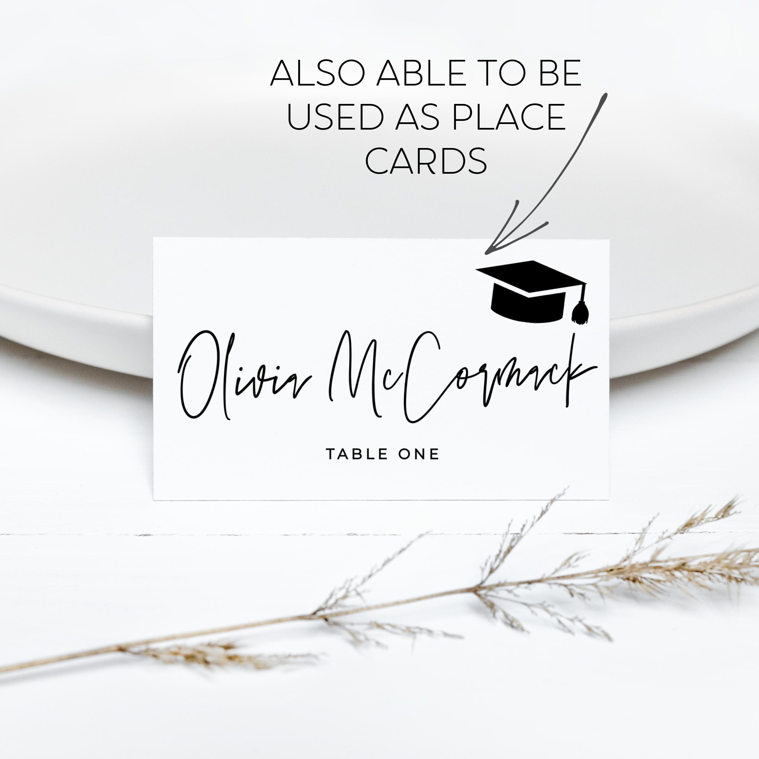 Table Label Graduation Minimalist Graduation Party Food Label Template, Printable Buffet Tent ...