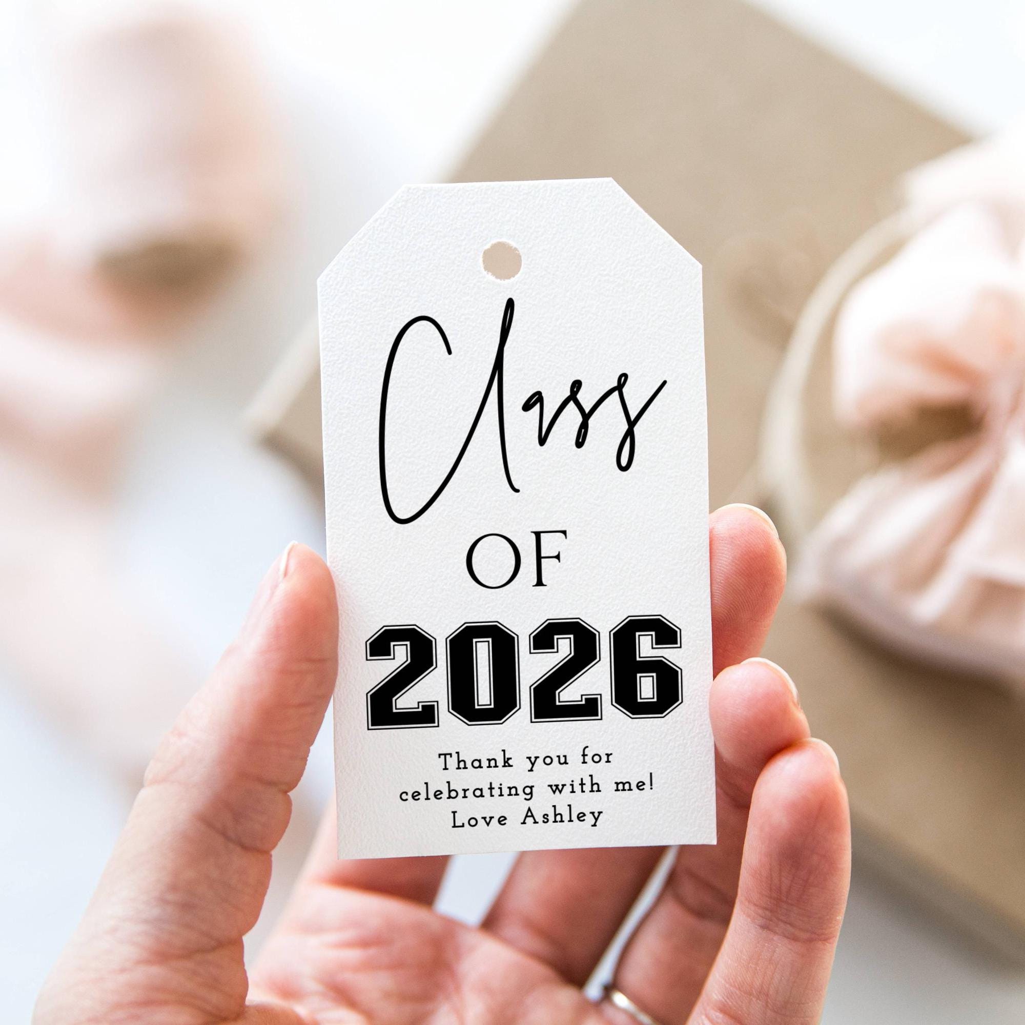 Minimalist Graduation Class of 2026 Favor Tag Template, Printable ...