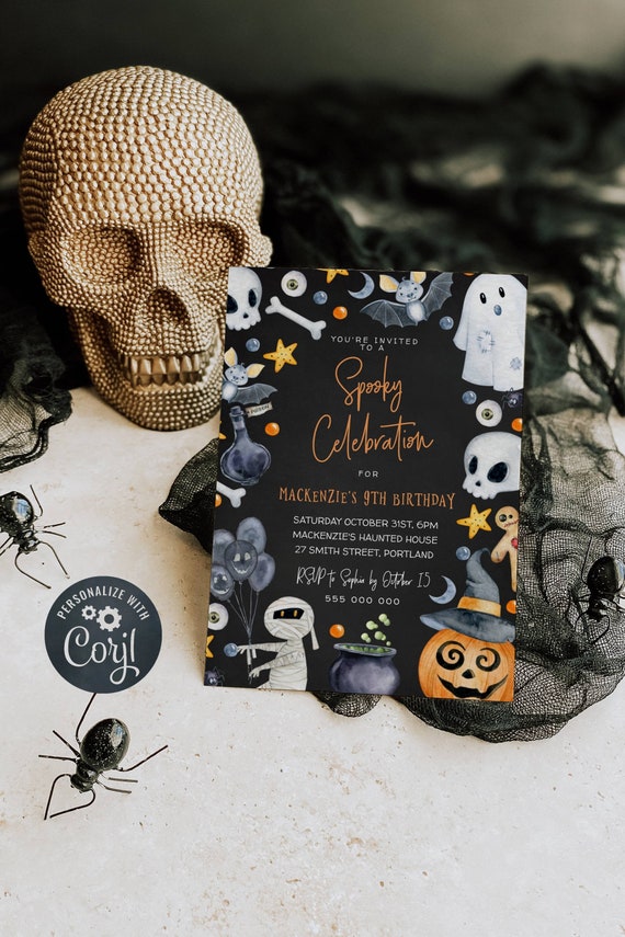 Halloween Birthday Invitation Template Printable Kids - Etsy