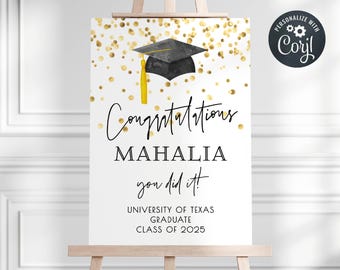 Graduation Welcome Sign Template, Printable Congratulations Graduate Welcome Board, Editable Grad Party Welcome Poster, Instant Download #GC