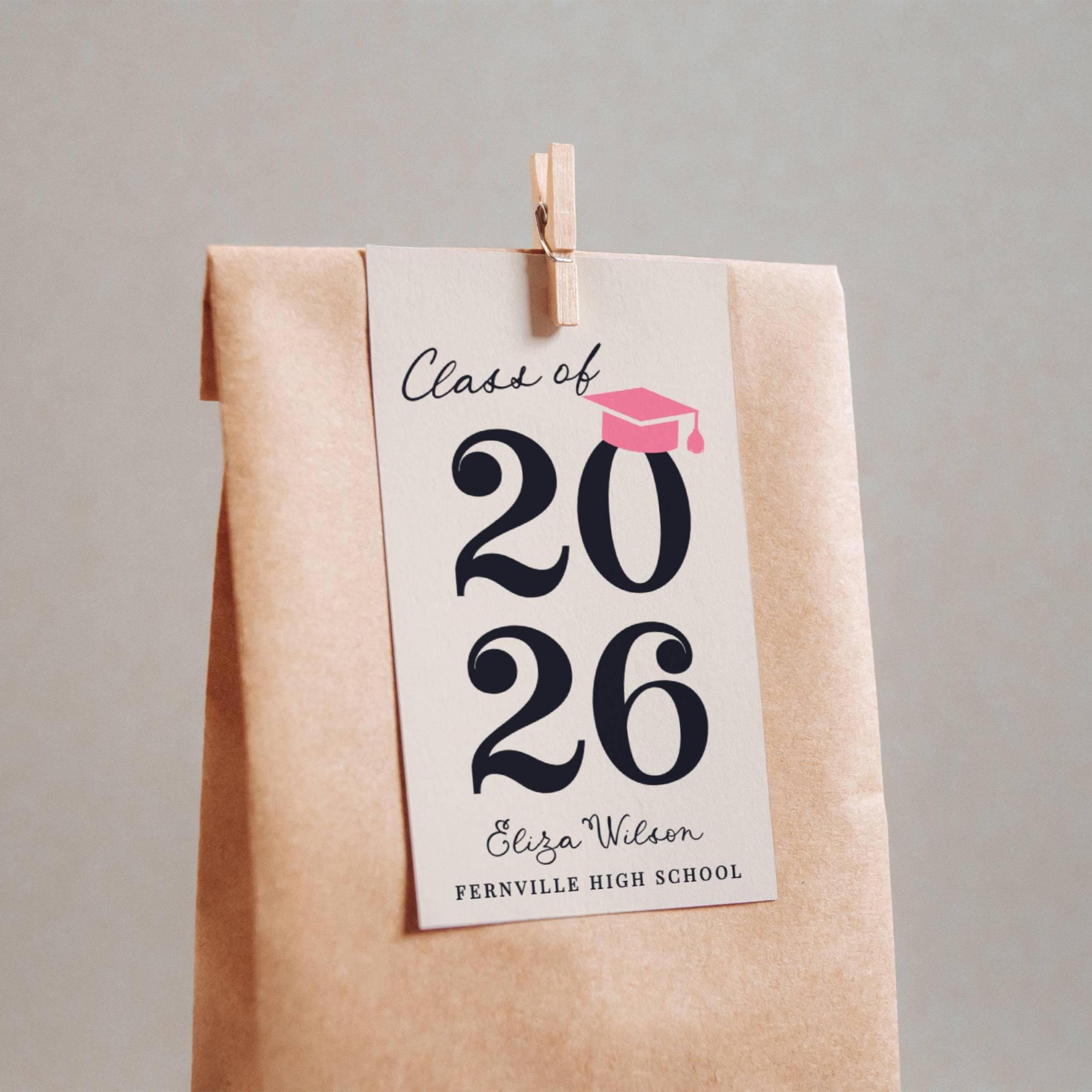 Class of 2026 Graduation Gift Tag Template, Printable Modern Grad Party ...