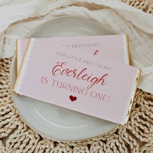 Valentine Birthday Chocolate Bar Wrapper Template, Printable Our Little Sweetheart Candy Bar Label, Editable Favors, Instant Download, #V2