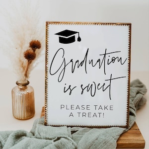 Graduation Is Sweet Please Take A Treat Sign Template, Printable Modern Grad Party Table Sign, Editable Candy Bar Sign, Instant Download #SG