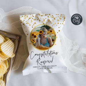 Printable Class Of 2025 Graduation Photo Chip Bag Template, Editable Chip Wrapper, Congratulations Graduate Chip Bag, Instant Download, #GC