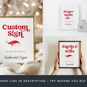 Santa Baby Shower Template Bundle, druckbares Weihnachtsduschpaket, bearbeitbares Weihnachtsmann Hut Duschset, digitaler Download, #CS Bild 6