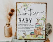 Storybook Baby Shower Don't Say Baby Sign Template, Printable Book Themed Shower Clothespin Game, Editable Shower Game, Digital Download #BT