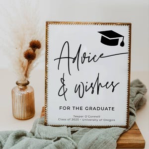 Hinweise und Wünsche für den bestandenen Zeichen Vorlage, druckbare moderne Abschluss Zeichen, bearbeitbare Grad Party Spiel Dekor, Sofort Download, #SG