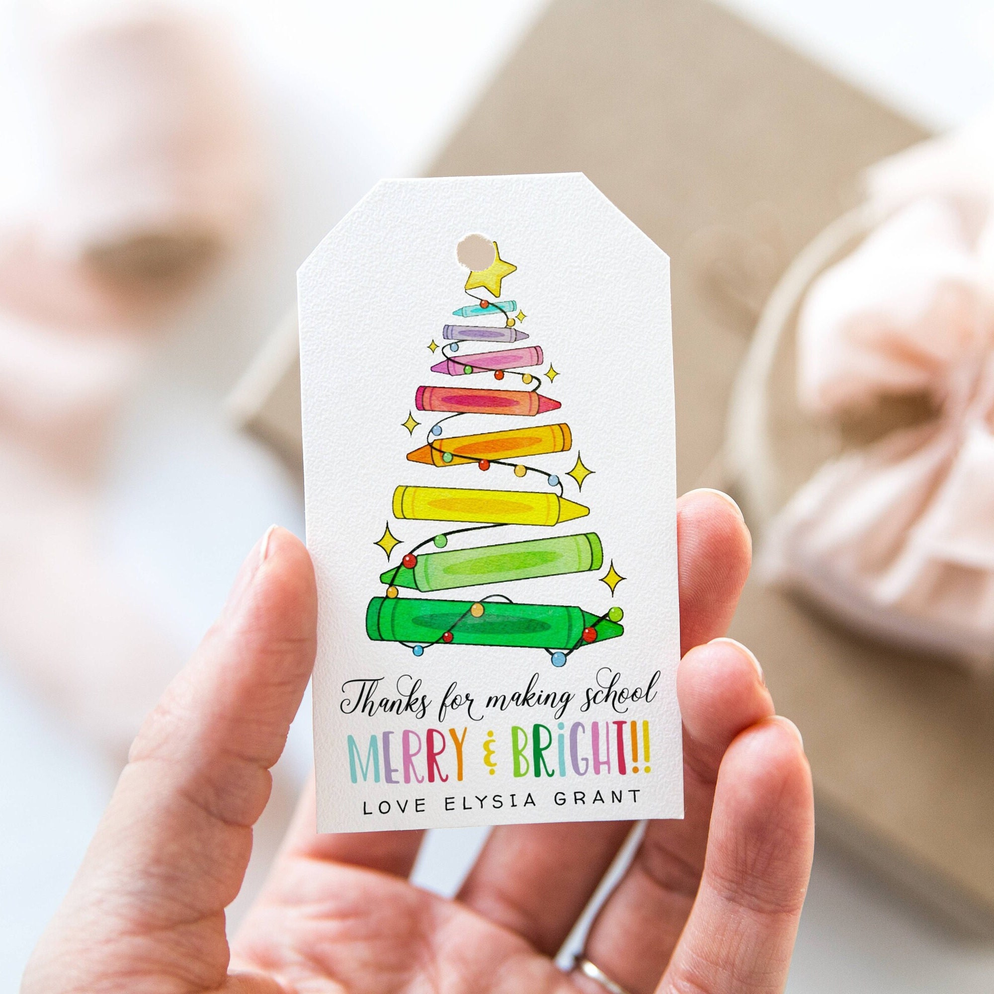 Thanks for Making School Merry & Bright Christmas Gift Tag Template ...