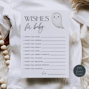 Tarjetas de deseos de Halloween para bebés, tarjetas imprimibles con consejos para bebés de Little Boo, juegos y actividades para baby shower, recuerdos para baby shower, descarga instantánea, #pound