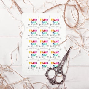 Thank You for All You Do Gift Tag Template, Printable Teacher ...