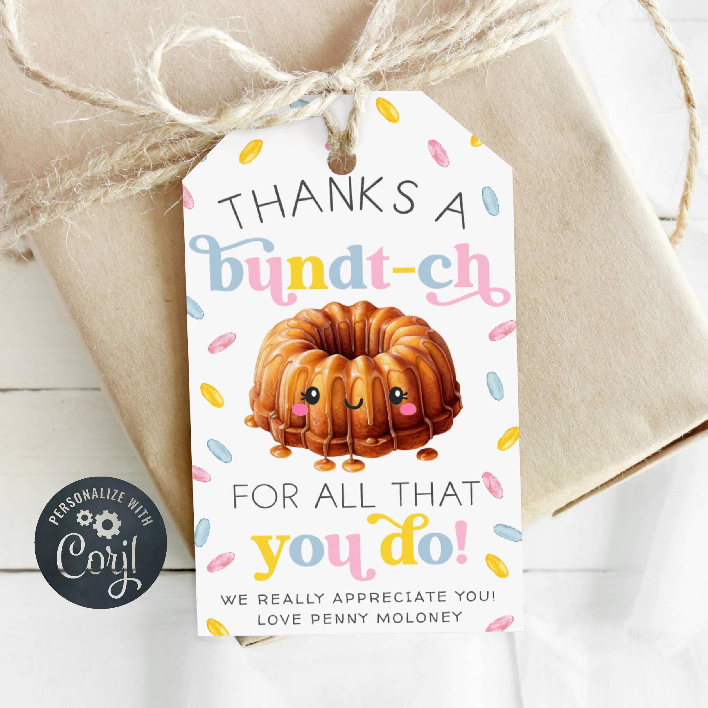 Example Cake Tag Bundt Cake Appreciation Gift Tag Template, Printable Teacher Cake Favor ...