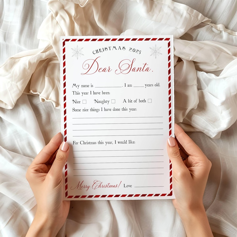 Editable Kids Letter to Santa Claus Template, Printable Christmas Wish ...