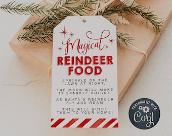 Printable Magical Reindeer Food Tag Template, Editable Christmas Eve Reindeer Sprinkle Favor Tag, Kids Christmas Gift Tag, Instant Download