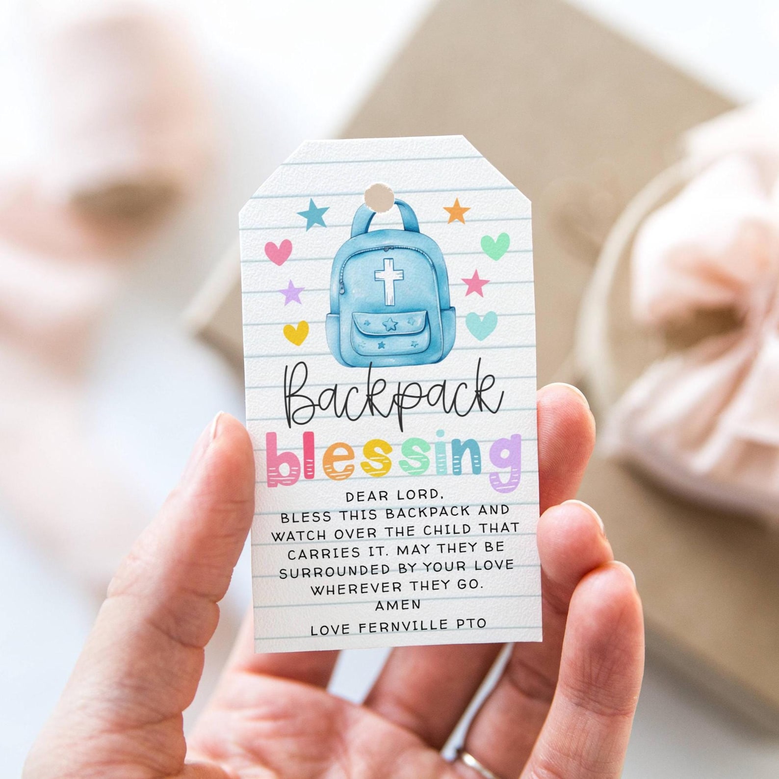 Backpack Blessing Gift Tag Template, Printable Back to School Religious ...