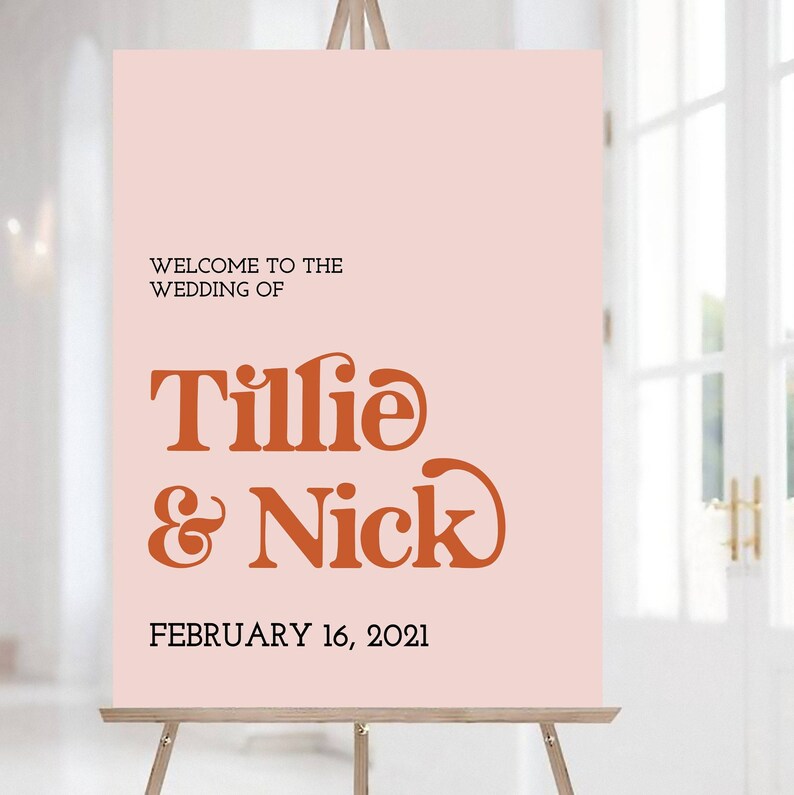 Retro Wedding Welcome Sign Template Printable Vintage Wedding Etsy