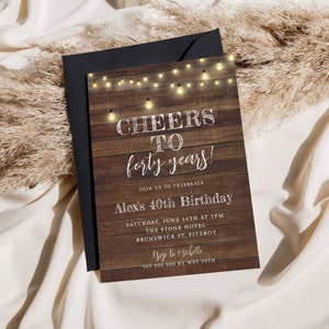 Rustic Birthday Invitation Template, Printable Country Wood String ...