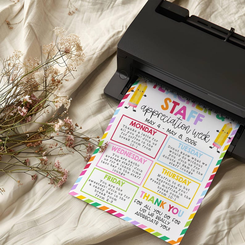 Teacher Appreciation Week Flyer Template, Printable Teacher & Staff ...