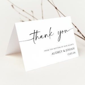 Minimalist Script Thank You Card Template, Printable Modern Classic Wedding Thank You, Editable Folded Or Flat Thanks, Instant Download MW2 image 3