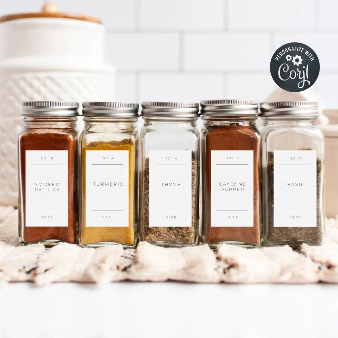 Editable Spice Jar Label Template Printable Rectangular Herb Labels
