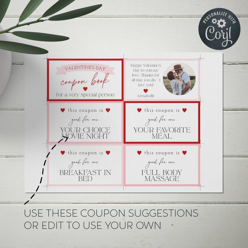 Editable Valentine s Day Coupon Template Printable Love Etsy