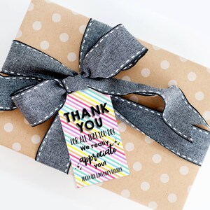 Thank You Gift Tag Template, Printable Teacher Employee Appreciation ...