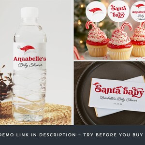 Santa Baby Shower Template Bundle, druckbares Weihnachtsduschpaket, bearbeitbares Weihnachtsmann Hut Duschset, digitaler Download, #CS Bild 8