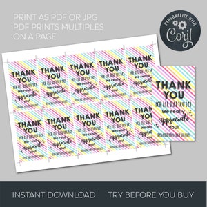 Thank You Gift Tag Template, Printable Teacher Employee Appreciation ...