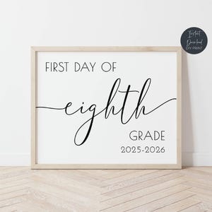 First Day Of Eighth Grade Sign 2025-2026, Printable 8th Grade Class Sign, Minimal Junior High School Sign, First Day Sign, Instant Download