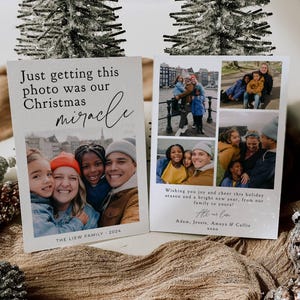 Modèle de carte de vacances drôle, imprimable juste obtenir cette photo était une carte de miracle de Noël, carte de voeux de Noël modifiable, téléchargement immédiat