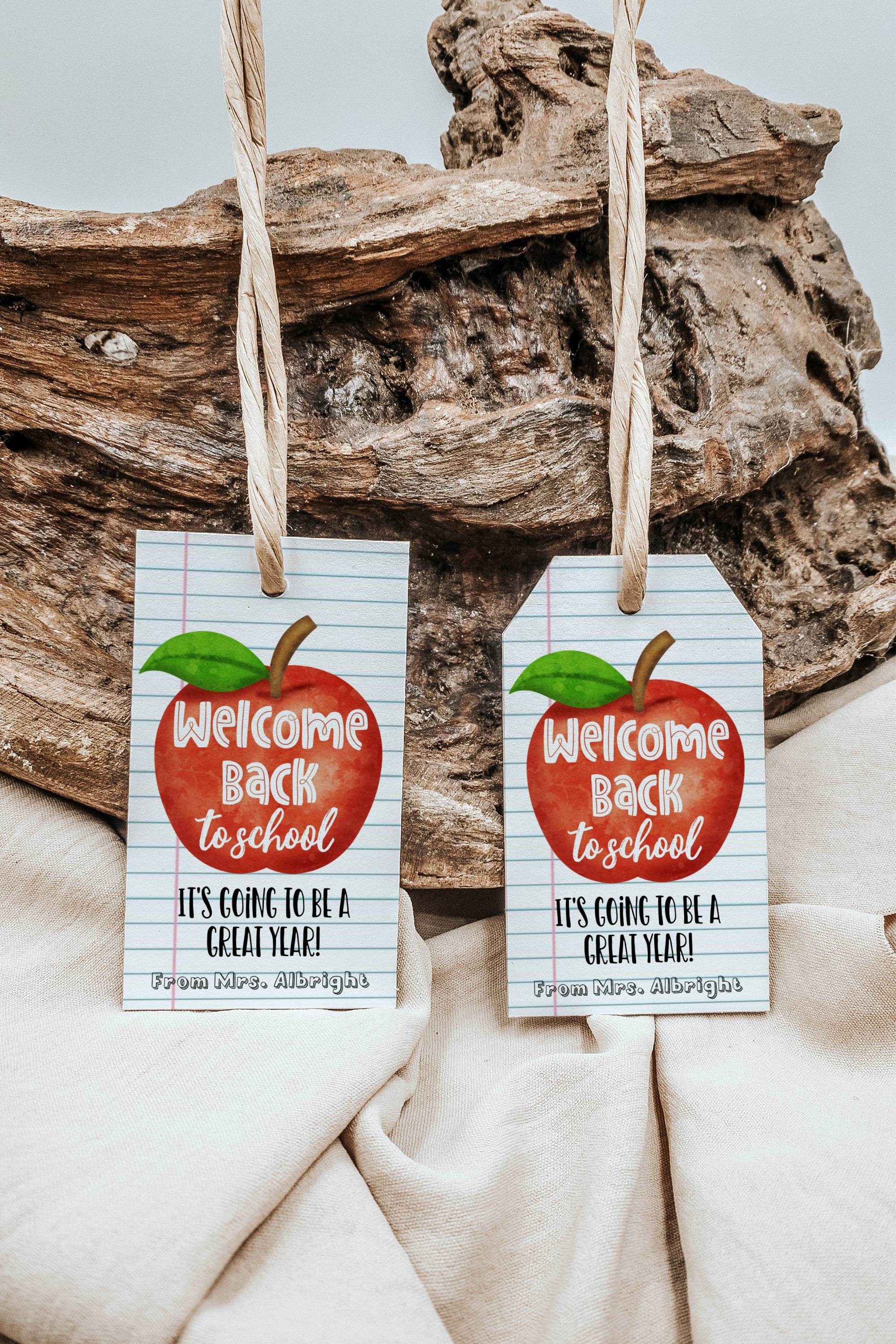 Back to School Gift Tag Template, Printable Apple First Day of School ...