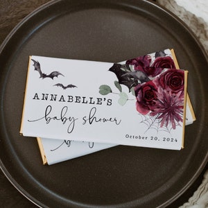 Halloween Baby Shower Chocolate Bar Wrapper Template, Printable A Baby Is Brewing Candy Bar Label, Editable Bats Wrap, Instant Download, #H4