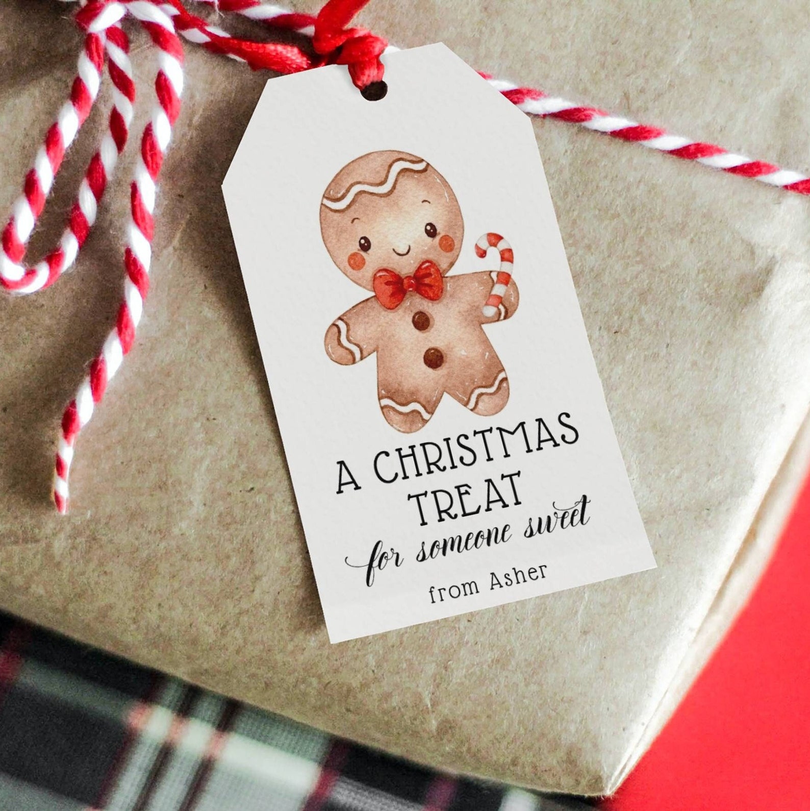 Gingerbread Man Christmas Gift Tag Template Printable Cute - Etsy