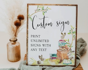 Storybook Baby Shower Custom Sign Template, Printable Book Themed Shower Unlimited Signs, Editable Gender Neutral Sign, Digital Download #BT